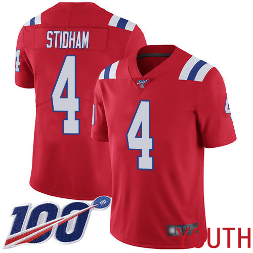 New England Patriots Limited Red Youth 4 Jarrett Stidham Alternate NFL Jersey 100th Season